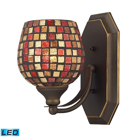 Vanity 1-Lght Wall Lamp Brnz W/Multi-colored Glss - Incl LED Bulb